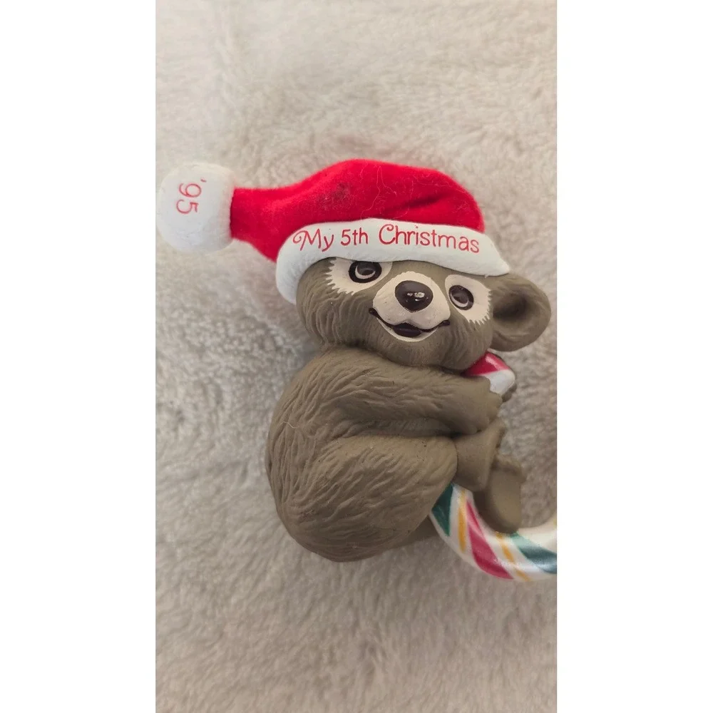 Vintage 1995 Hallmark Keepsake My 5th Christmas Bear Candy Cane Ornament QX5417